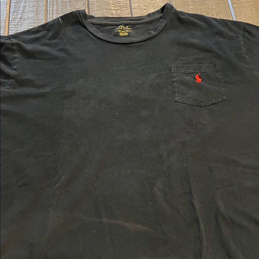 Polo by Ralph Lauren Men's Black Tee with Red Logo Pocket size 3XL